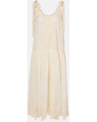 Zimmermann - Midikleid Cascadian Aus Baumwolle Mit Spitze - Lyst