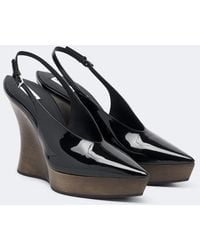 Alaïa - Patent Leather Wedge Slingback Clogs - Lyst
