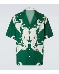 Valentino - Printed Cotton Poplin Bowling Shirt - Lyst