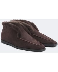 TOTEME - Shearling-Lined Suede Ankle Boots - Lyst