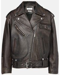McQueen - Leather Zip Jacket With Asymmetrical Closure - Lyst