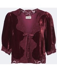 RIXO London - Ursula Lace-Trimmed Velvet Top - Lyst