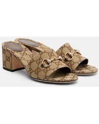 Gucci - Horsebit Gg Canvas Mules - Lyst
