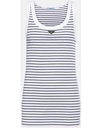 Prada - Striped Cotton Jersey Tank Top - Lyst