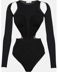 Alexander McQueen - Cutout Silk-blend Bodysuit - Lyst