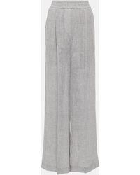 Brunello Cucinelli - Low-rise Linen-blend Wide-leg Sweatpants - Lyst
