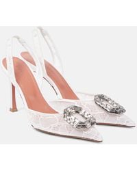 AMINA MUADDI - Camelia 90 Embellished Lace Slingback Sandals - Lyst