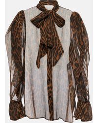 Nina Ricci - Tie-neck Leopard-print Silk Shirt - Lyst