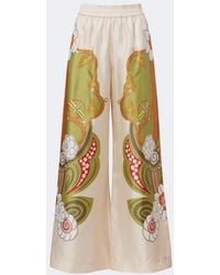 La DoubleJ - Floral Silk Twill Palazzo Pants - Lyst