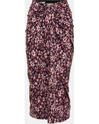 Isabel Marant - Printed Ruched Jersey Midi Skirt - Lyst