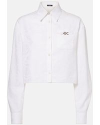 Versace - Barocco Jacquard Cropped Cotton Shirt - Lyst
