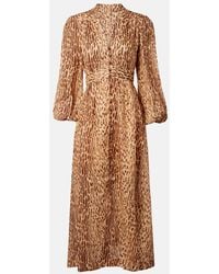 Zimmermann - Vestido Midi Cascadian De Lino Estampado - Lyst