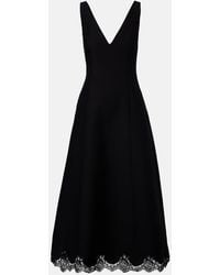 Valentino - Crepe Couture Lace-Trimmed Midi Dress - Lyst