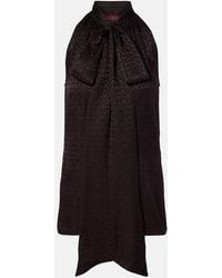 Gucci - Horsebit Tie-Neck Silk Jacquard Top - Lyst