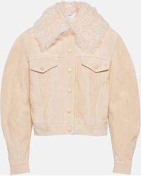 Chloé - Shearling-trimmed Suede Jacket - Lyst