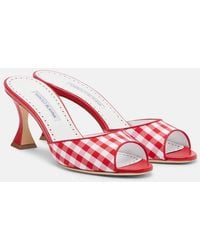 Manolo Blahnik - Jadara Leather-Trimmed Gingham Mules - Lyst