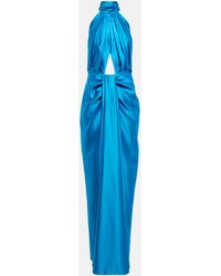 Rasario Cutout Halterneck Satin Gown - Blue