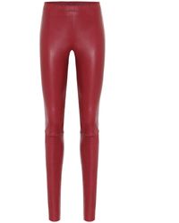 red leather trousers womens