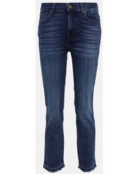 7 For All Mankind - The Straight Crop High-rise Jeans - Lyst