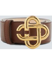 CASABLANCA Logo Leather Belt - Brown