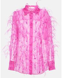 Valentino - Embroidered Silk Organza Blouse - Lyst