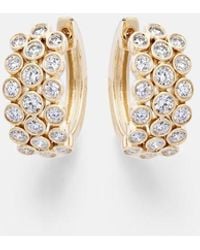 Anita Ko - 3 Row 18Kt Hoop Earrings With Diamonds - Lyst