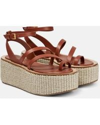 Max Mara - Biarritz Leather Platform Espadrille Sandals - Lyst