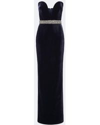 The New Arrivals Ilkyaz Ozel - Sienna Embellished Strapless Velvet Gown - Lyst
