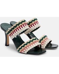 Manolo Blahnik - Mabeco 90 Leather-Trimmed Knitted Mules - Lyst