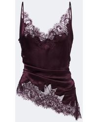 JACQUES WEI - Ruched Lace-Trimmed Satin Camisole - Lyst