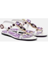 Dolce & Gabbana - Flip-Flops With Jewel Embroidery - Lyst