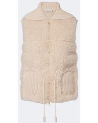 Moncler - Shearling And Cashmere Down Vest - Lyst