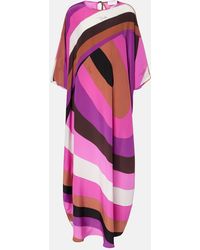 PUCCI - Silk Printed Tie-Front Kaftan - Lyst