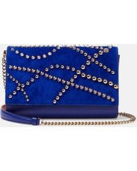 Christian Louboutin - Paloma Embellished Suede And Leather Clutch - Lyst