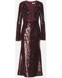 Self-Portrait - Sequined Cutout Midi Dress - Lyst