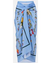 Agua Bendita - Lavanda Printed Cotton And Silk Beach Cover-Up - Lyst