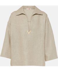 Valentino - Vgold Linen Canvas Top - Lyst