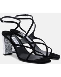 Jimmy Choo - Azie 85 Embellished Suede Sandals - Lyst