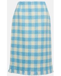 Oscar de la Renta - Checked Wool Midi Skirt - Lyst