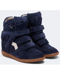 Isabel Marant - Beckett Leather And Suede Wedge Sneakers - Lyst