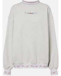 Chloé - Embroidered Cotton Jersey Sweatshirt - Lyst