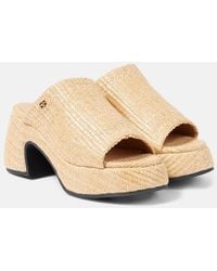 Ganni - Butterfly Raffia Platform Mules - Lyst