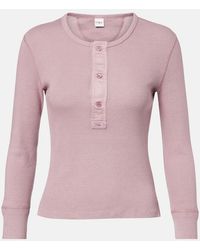 Chloé - Ribbed-Knit Cotton Henley Shirt - Lyst