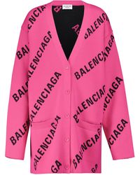 Balenciaga Logo Cotton-blend Cardigan - Pink
