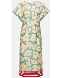 Dries Van Noten - Floral Satin Midi Dress - Lyst