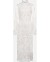 Galvan London - Vestido De Novia Midi Borghese De Encaje - Lyst