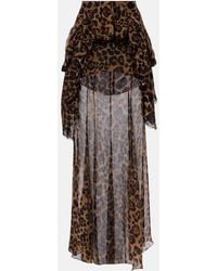 Blumarine - Leopard-Print Silk Crepon Maxi Skirt - Lyst