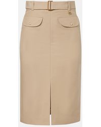 Moncler - Belted Cotton Pencil Skirt - Lyst