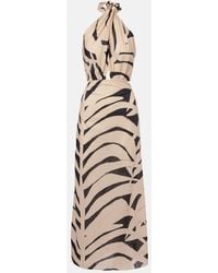 Johanna Ortiz - Printed Cutout Halterneck Cotton Maxi Dress - Lyst