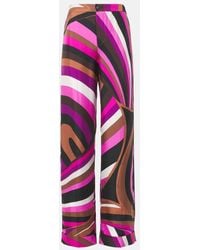 PUCCI - Iride High-Rise Silk Twill Wide-Leg Pants - Lyst